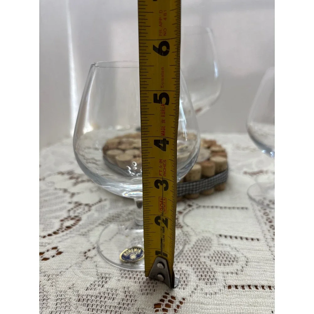 Bohemia Crystal Brandy Snifters Set of 3 Clear Glass Cognac Balloon Glasses 5in